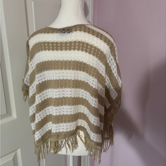 Rue 21: Striped Fringe Knit Poncho One Size - Picture 2 of 8